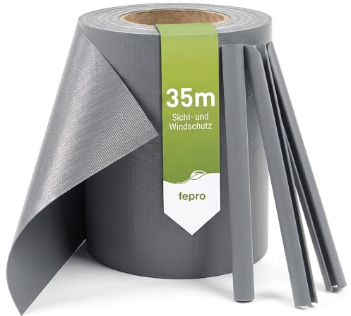 Sichtschutz PVC - Grau RAL 7040-35m (7m²) - Doppelstabmatten Zaunfolie Windschutz blickdicht Windschutz