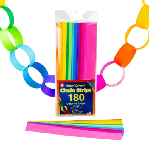 Hygloss Produkter för Barn Konst och hantverk, Dekorationer, Klassrumsaktiviteter Färger – 180 stycken, papper, Blandade färger, 2,5 cm x 20,3 cm