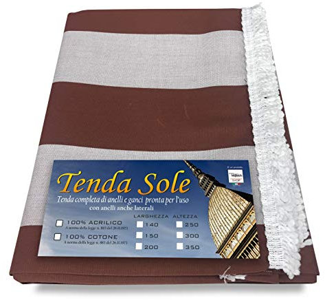 TENDA SOLE DA ESTERNO GIARDINO BALCONE RIGA PARI MARRONE CONFEZIONATA - Cm. 140x300