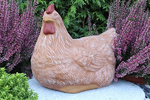STEINFIGUREN SPICKER Steinfigur Huhn, Henne, 180/3 Gartenfigur Steinguss Tierfigur Terrakotta Patina
