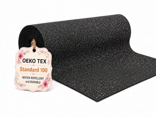 StoffBook Schwarz Glitzer-Moosgummi Moosgummi Bastelschaumstoff für Basteln | Elastisch und leicht, Stoff für Basteln und Modellbau, Moosgummi 2mm Glitzer und Schaumstoff zum Basteln, Meterware ab 50cm