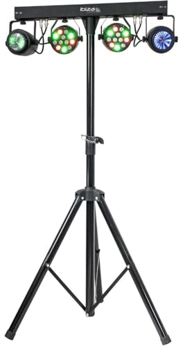 Ibiza - DJLIGHT60 - Soporte de luces con 2 proyectores PAR RGBB & 2 MOON FOWER RGBBBA - Pack LED 4 en 1