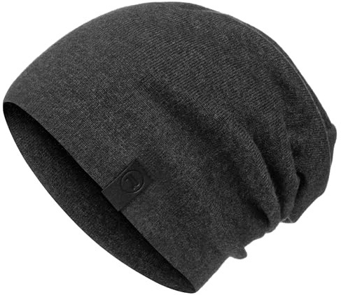 Warm Slouchy Beanie Hat - Deliciously Soft Daily Beanie in Fine Knit Charcoal Grey One Size