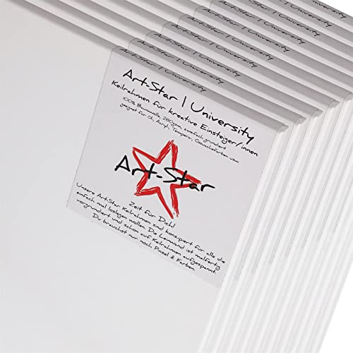 10x Art-Star | UNIVERSITY KEILRAHMEN 30x30 cm | Leinwände auf Keilrahmen 30 * 30cm | Leinwandtuch vorgrundiert, malfertige bespannte quadratische Keilrahmen mit Leinwand zum bemalen