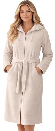 Morgenstern Bademantel Damen Reißverschluss Kapuze Frottee Velours Patrizia Oeko Tex Standard Sand S
