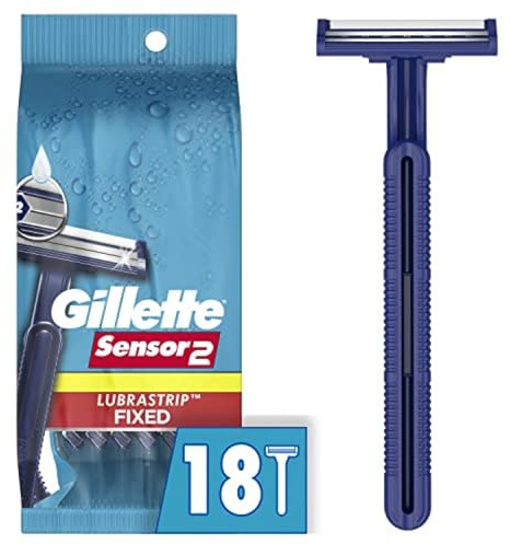 Gillette Sensor2 Disposable Razors for Men, Water Activated Lubrastrip to Help Avoid Skin Irritation, 18 count
