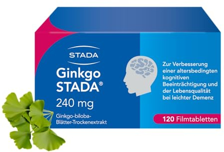 STADA Ginkgo 240 mg Filmtabletten für Gedächtnis & Konzentration, 120 Stück