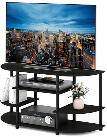 Furinno JAYA TV Stand, Simple Design Corner Entertainment Center, TV Console for TV up to 46 Inch, for Living Room, Bedroom, Espresso