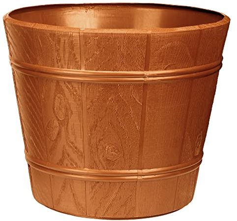 VERDENIA Blumentopf Leichter Blumenkübel Holzinspiriertes Design Dekorativer Topf für Pflanzen für Innen und Außenbereich Pflanztopf aus Kunststoff Runder Viele Farben und Größen 30cm 7210 Terrakotta