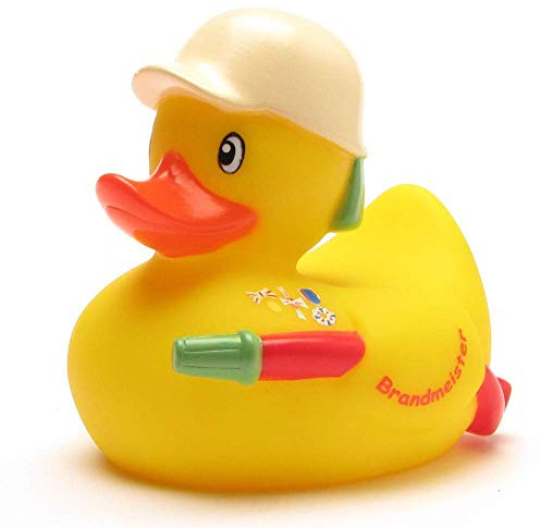 Duckshop I Badeente Brandmeister I Quietscheente I Quietscheentchen I L8,5cm I Geschenk für Feuerwehr-Leute I Präsent Sammler