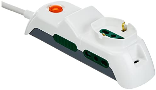 Vimar FP00515.C.B Presa multipla con 2 USB e interruttore luminoso, 2 Biprese Sicury, 1 presa universale