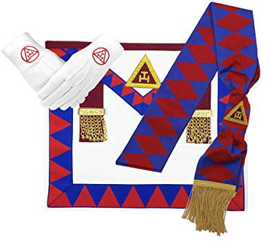 FVLFIL DTB TECH Masonic Regalia Royal Arch Principal Lambskin Real Leather Apron,Sash and Gloves