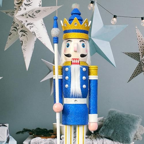 CDL XL/5 pies/150 cm/5 pies/5 pies/150cm tamaño Real Grande/Gigante Azul Brillo Navidad Cascanueces de Madera Rey y Ornamento de Soldado muñeca Escaparate/Casa Decorativo K33