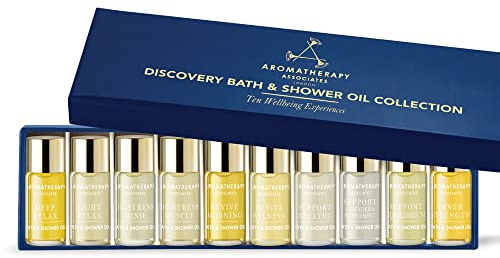 Aromatherapy Associates Discovery Collections Miniature Bath & Shower Oil Set, 10 x 3 ml, 100% Natural Formulation Infused Body Oil Body Treatment Home SPA