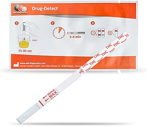 self-diagnostics Test antidroga urine Cannabis (THC) - Marijuana - Hashish - Cut-Off: 25 ng/ml - 10 strisce reattive - Rilevamento della droga - Test ad immersione - Test droga urine - Test THC - Test rapido su urina in 5 minuti