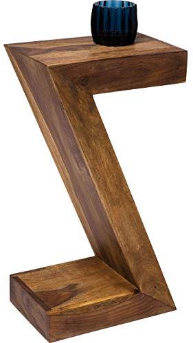 Kare Design Beistelltisch Authentico Z, Braun, Holz, Boho, Nachttisch, Couchtisch für Wohnzimmer, Schlafzimmer, Büro, 55x30x20cm (H/B/T)