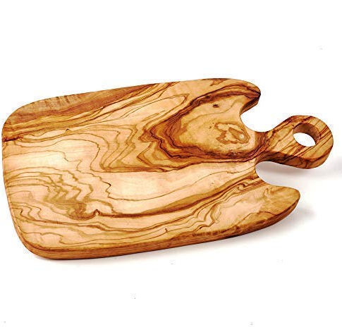Madera de Olivo la Tabla de Cortar Con Griffvertiefung, Redondeado Desde 30cm - 30cm