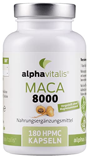 Maca Kapseln hochdosiert 20:1-8000 mg Maca Pulver pro Kapsel - 180 Kapseln veganer Maca Extrakt - Vorrat für 6 Monate Extrakt