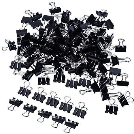 Mini Metal Foldback Klemmer Büroklammern Binder Clips, Schwarz, 2 * 60 Stück (15 mm)