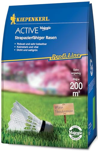Kiepenkerl Profi-Line Active Strapazierfähiger Rasen, 4 kg, 661608 - Spiel- & Sportrasen, Rasensamen, schnellkeimend, Rasenteppich, robust & belastbar, ideal für Trockenrasen und Schattenrasen