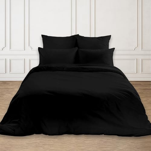 Rohi Easy Care plain Double Duvet Cover set – Soft & Breathable Lilac Bedding Set – Button Closure – Anti Allergy Quilt Set with Pillowcases (Double, Lilac)