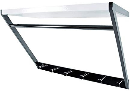 HAKU Wandgarderobe Chrom dunkel, weiß, MDF, Metall - Maße: B 60 cm x H 40 cm x T 29 cm, Style: Modern