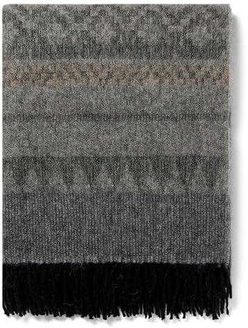 Alpaca Wool Blanket Throw Cherokee Design for Bed Couch Sofa Soft Warm Peruvian Alpaca Wool Blankets 72 x 60 (Gray/Black/Camel)