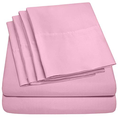 King Size Bed Sheets - 6 Piece 1500 Supreme Collection Fine Brushed Microfiber Deep Pocket King Sheet Set Bedding - 2 Extra Pillow Cases, Great Value, King, Pink