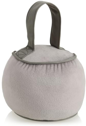 COM-FOUR® Fermaporta con maniglia, fermaporta pesante, accessorio abitativo funzionale, fermaporta per porte e finestre, ideale per raffiche di vento (Rotondo - tortora)