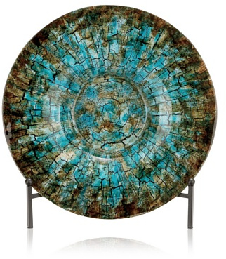 Deco 79 Glass Geometric Handmade Charger Mosaic Inspired with Stand, 18 x 18 x 2, Green