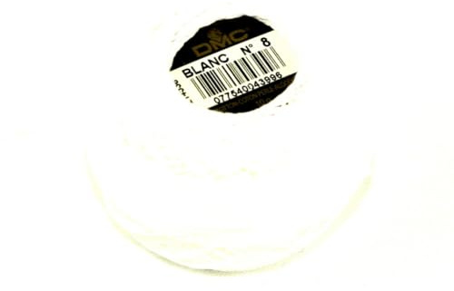 DMC Cotton Perle Thread Size 8 BLANC - per 10 gram ball