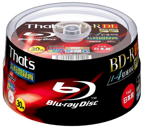 30 Taiyo Yuden Bluray Discs 4x Speed Dual Layer 50 GB BD-R DL Original Spindle Blueray Printable Discs (japan import)