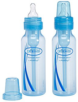 Dr. Brown's 212-ES - Pack de dos biberones boca estrecha, 250 ml, color azul