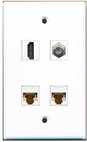 RiteAV - Cavo coassiale HDMI 1 Porta TV- Tipo F 2 Porte Cat6 Ethernet Bianco