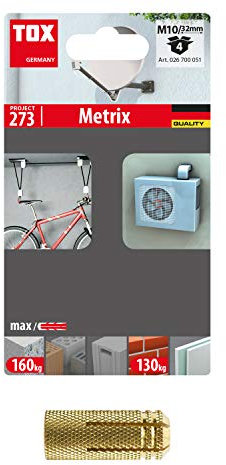 TOX Tassello ad espansione in Ottone Metrix M10x32 mm, 4 pz, 026700051, Dorato