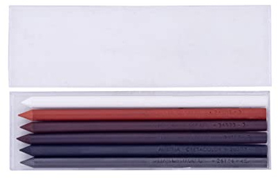 CRETACOLOR Mines pour artistes 5,6 mm Mine 6 pièces dans un étui plastique Graphite Lead Set, utilisation polyvalente, pigmentation complète