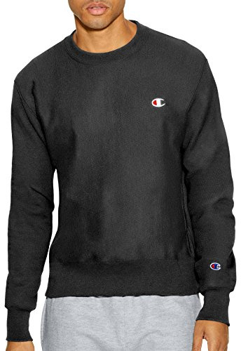 Champion Men's Crewneck, Reverse Weave, Heavyweight Fleece Sweatshirt, Black, M