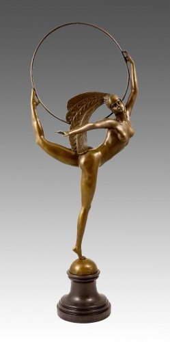 Kunst & Ambiente - Bronzefigur - Tänzerin mit Ring - J. P. Morante - signiert - Bronze -Braun