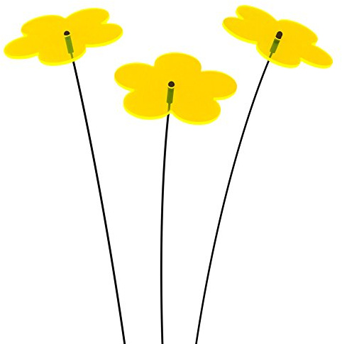 SUNPLAY Sonnenfänger Blumen in GELB, 3 Stück je 10 cm Durchmesser im Set + 35 cm Schwingstäbe