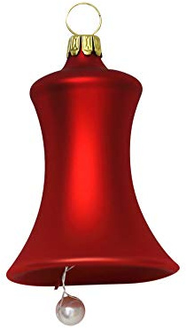 Lauschaer Glas Christbaumschmuck Glocken klein rot matt 3 Stück d 5cm Christbaumschmuck Weihnachtsbaumschmuck mundgeblasen