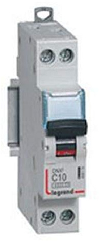 Disjoncteur 6A courbe C - 6kA - 1P+N 230V~- 1 module - arrivée et sortie borne à vis