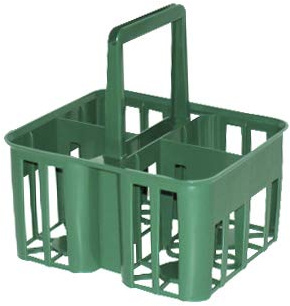 Cestello in plastica 4 posti portabottiglie grandi/bottiglioni verde - Mobil Plastic