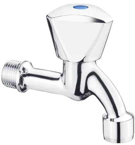 797009 Brausearmatur - Schläfer | Auslaufventil 431010, 1/2, Wand-Auslaufventil, poliert, verchromt, mit Strahlregler M22, Vielseitig Einsetzbar, Ventilauslaufhahn 1/2 Zoll