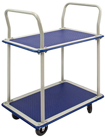 DEMA Transportwagen 2 Etagen, Etagenwagen Rollwagen Plattformwagen, stabil, rutschfest, wendig, für Lager, Werkstatt, Kommissionierung