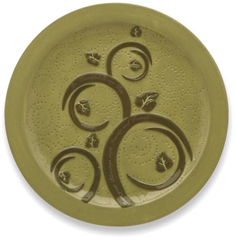Pavilion Gift Company Be Thankful-8.5 Round Salad (Set of 2) Appetizer Plates, 8, Brown, Green