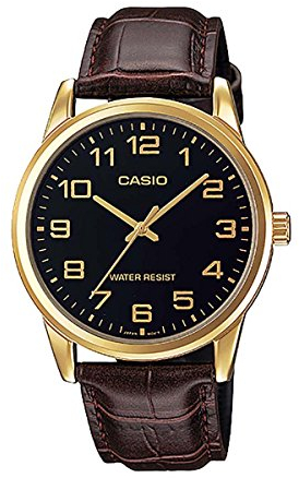 CASIO Herren-Armbanduhr Analog Quarz Leder MTP-V001GL-1