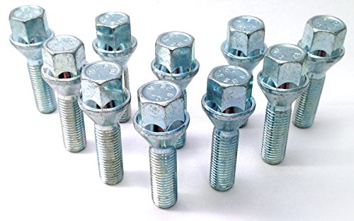 Set of 10 Extended Alloy Wheel Bolts M12 x 1.5 Thread 35mm Long, Taper Seat, 17mm Hex Suitable For 3 Series