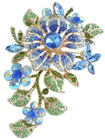 Sindary 12 cm Luxe Orchidée Fleur Broche Bleu cristal autrichien Ukb4712