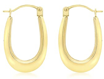 CARISSIMA Boucles d’oreilles créoles ovales en or jaune 9 ct pour femmes