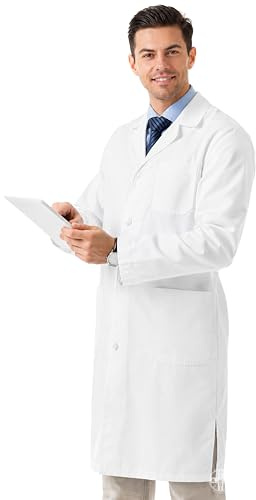 AIESI® Camice medico e da laboratorio per uomo (48 bianco) in cotone 100% sanforizzato